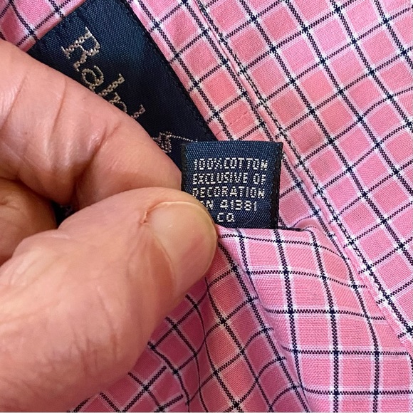 RALPH LAUREN CLASSIC FIT 100% COTTON MEN’S CHECK SHIRT, SIZE 17 34/35 - Picture 14 of 15